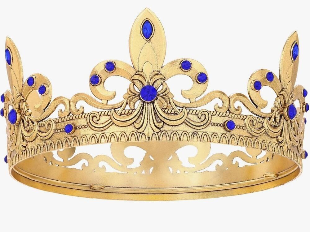 Blue King Crown Men Prince Tiara Royal Medieval Headband Cosplay Birthday Prom